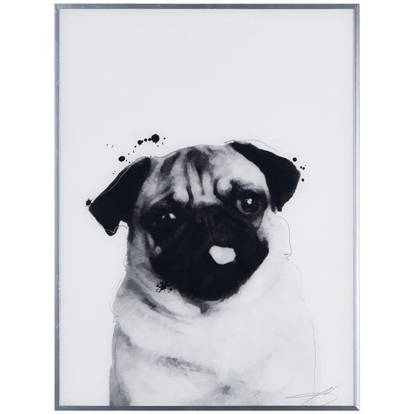 Empire Art Direct Empire Art Direct AAGS-JP1021-2418 Pug Black & White Dog Wall Art - Glass Encased with Gunmetal Anodized Frame AAGS-JP1021-2418